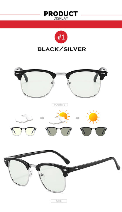 Classic Phochromic Lens Blocking Blue Light Glasses Men Color Changing Computer Gaming Square Anti Bluelight Women Eyeglasses