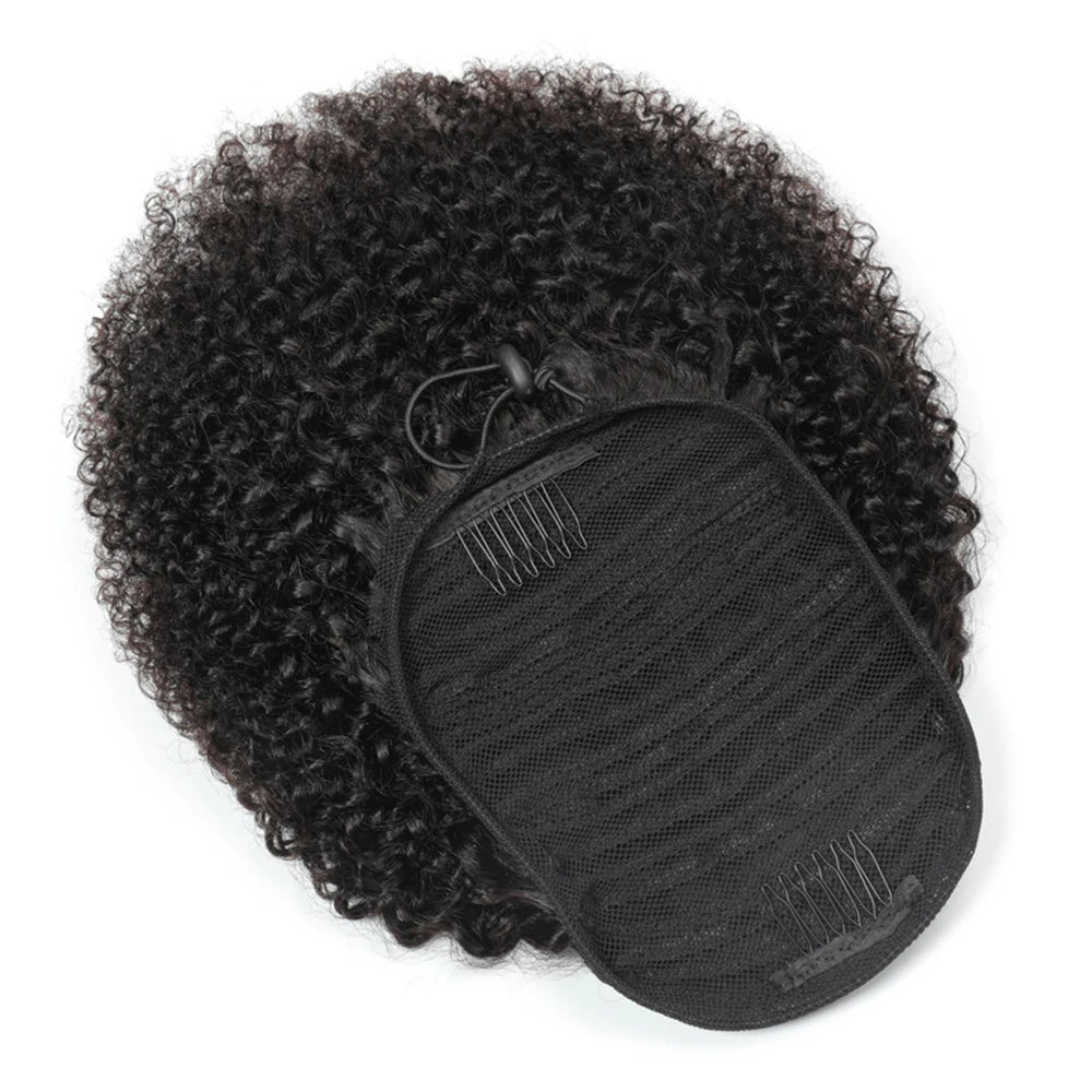 Afro Kinky Curly Hair Ponytail Extensions Clip in Drawstring Ponytail Human Hair Extensions Mongolian Kinky curly Hair Pieces