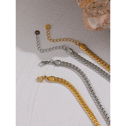 Necklace Stainless Steel for Women Fashion Metal Texture Flat Collar Waterproof Necklace Girlfriend Gift