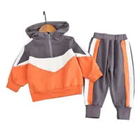 Warm Set Children's Hooded Cartoon Solid Colour 3 Pcs Girls Sweatshirt Cute Casual Suit 4-12Y