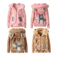 Warm Set Children's Hooded Cartoon Solid Colour 3 Pcs Girls Sweatshirt Cute Casual Suit 4-12Y