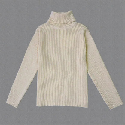 Baby Girls Winter Turtleneck Knitted Sweaters Clothes 2024 Autumn Children Boys Pullover Kids Knitwear