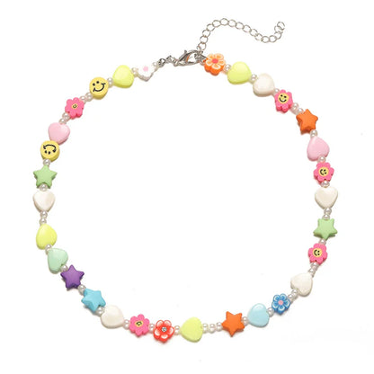Candy Colorful Bead Necklace 2021 New Trend Pearl Chain Women Gift Tai Chi Flower Fruit Pendant Jewelry Party Creative Choker