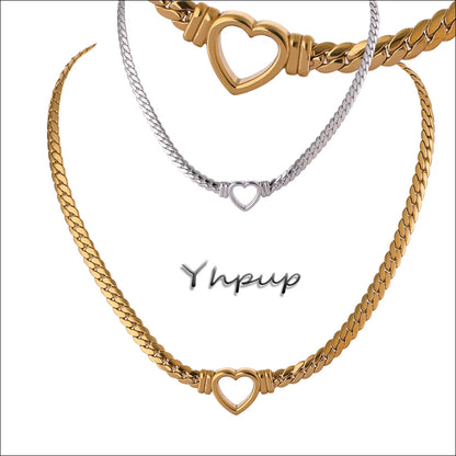 Necklace Stainless Steel for Women Fashion Metal Texture Flat Collar Waterproof Necklace Girlfriend Gift