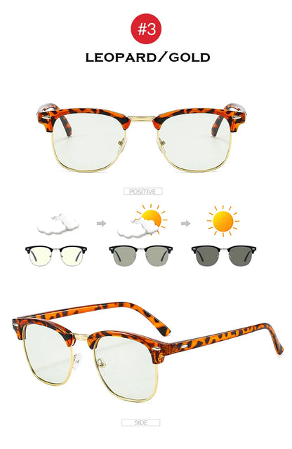 Classic Phochromic Lens Blocking Blue Light Glasses Men Color Changing Computer Gaming Square Anti Bluelight Women Eyeglasses