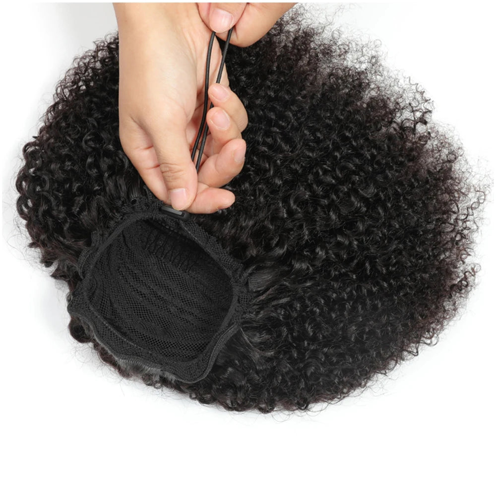 Afro Kinky Curly Hair Ponytail Extensions Clip in Drawstring Ponytail Human Hair Extensions Mongolian Kinky curly Hair Pieces