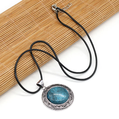 New Hot Vintage Necklace Natural Stone Quartz Pink Quartz Retro Pendant Choker Abalone Shell Charms Necklaces for Women