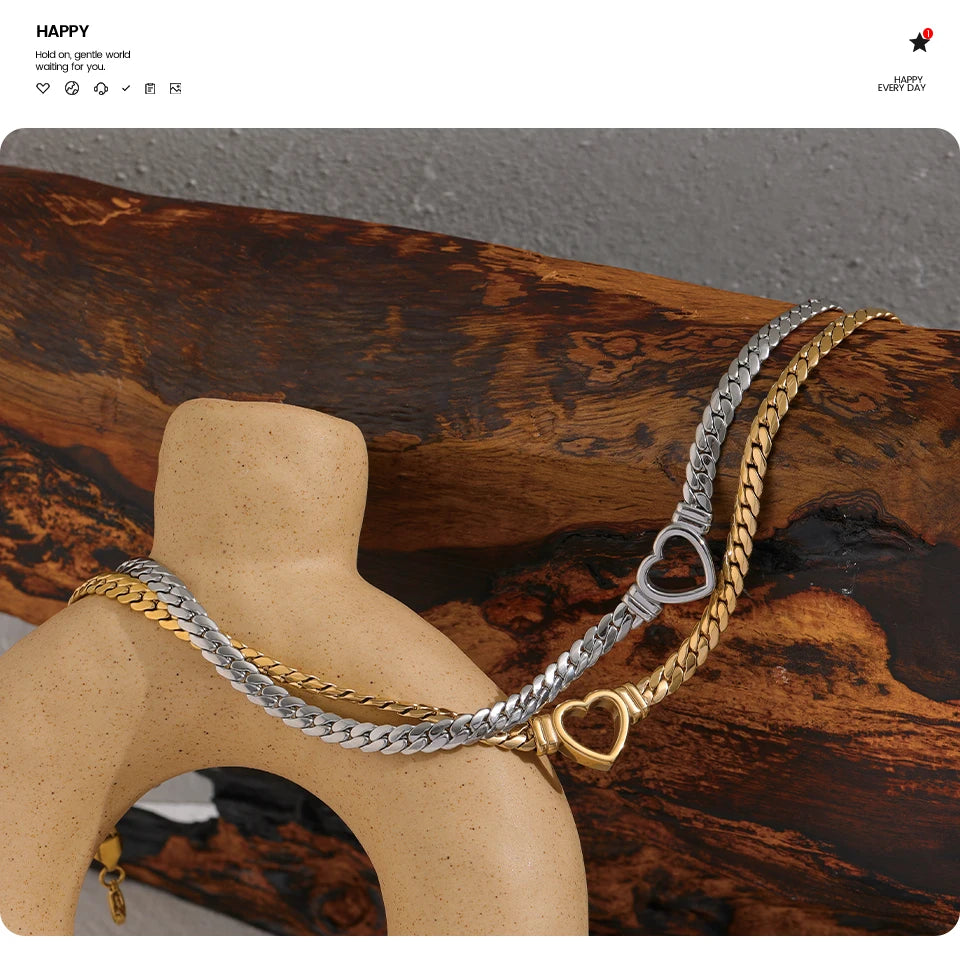 Necklace Stainless Steel for Women Fashion Metal Texture Flat Collar Waterproof Necklace Girlfriend Gift