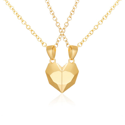 2Pcs Magnetic Heart Couple Necklace For Women Valentine's Day Sweater Chain For Best Friend Lovers Wedding Party Gift Jewelry