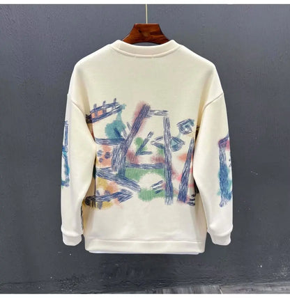 Autumn New Men's Sweatshirts Hoodies Harajuku High Street Full Graphic Top High Quality Not Fading Long Sleeved T-shirts 2024
