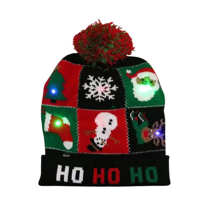 Light Up Xmas Beanie Cap Unisex Winter Beanie Sweater Hat with Colorful LEDs for Christmas New Year