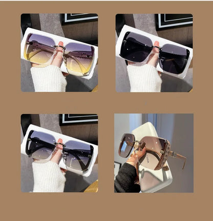 2024 new fashion trimmed sunglasses half frame high quality trend simple sunglasses for women with fine glitter(DS-1002)