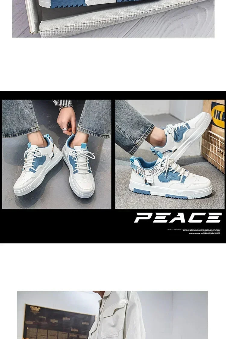 white shoes men's trendy and versatile thick soled sports board shoes trendy shoes