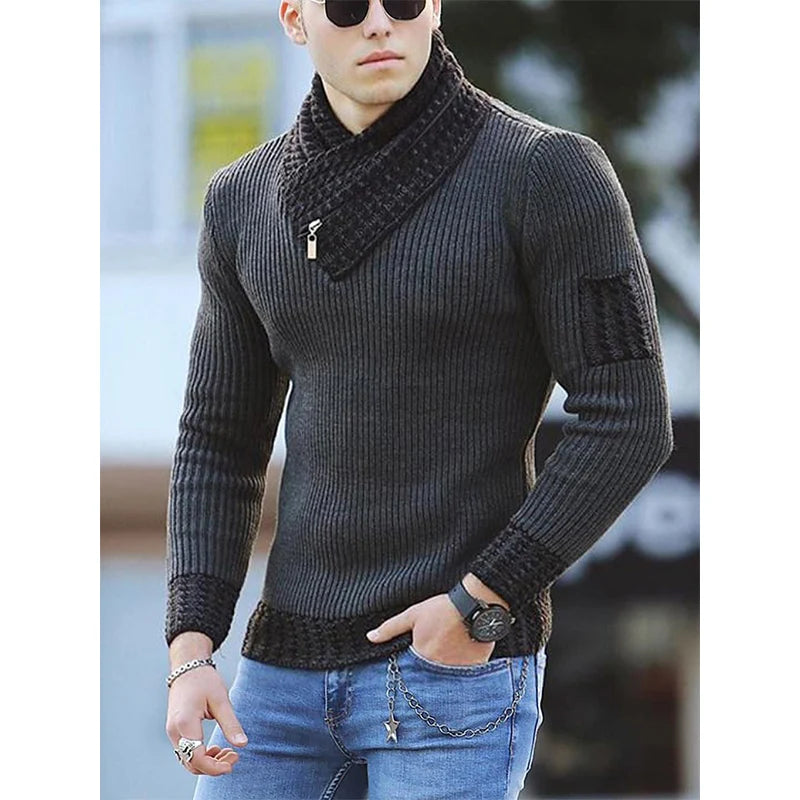 Sweater Turtleneck Men Winter Fashion Vintage Style  Warm Pullovers Knitted