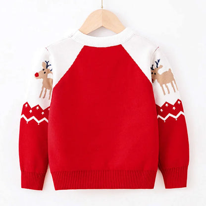 Christmas Boys Girls Sweaters Autumn Winter Children Cartoon Deer Knitted Pullover Jumpers Warm Outerwear Kids Casual Clothing