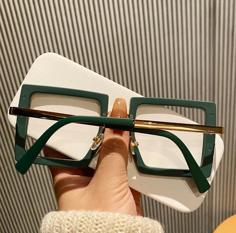 KLASSNUM Large Frame Women Anti-blue Light Glasses Thick Frame Transparent Shades Oversize Computer Eyepiece 2025 New In