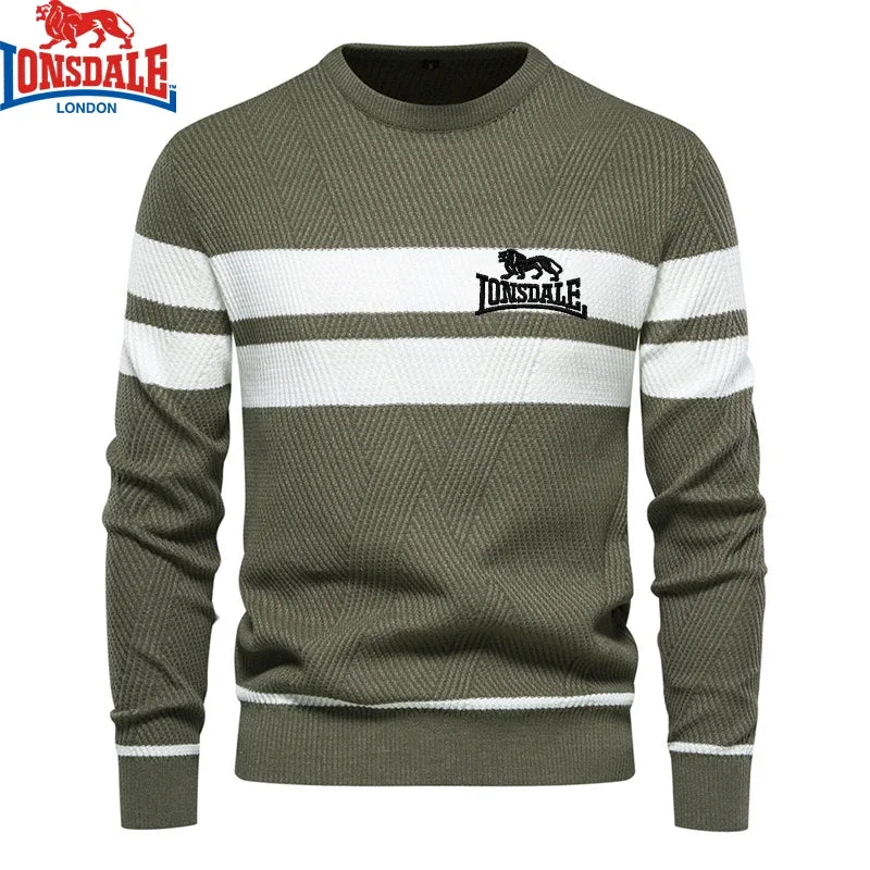 Mens Boys Winter Stripe Sweater Thick Warm Pullovers Men's O-neck Basic Casual Slim Comfortable Sweaters