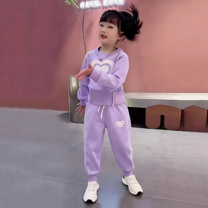 New Spring Autumn Girls Clothing Sets Kids Casual Sweatshirt+pant 2pcs Suit Tracksuit Child Outfit Sets Printing Sportswear 1-9