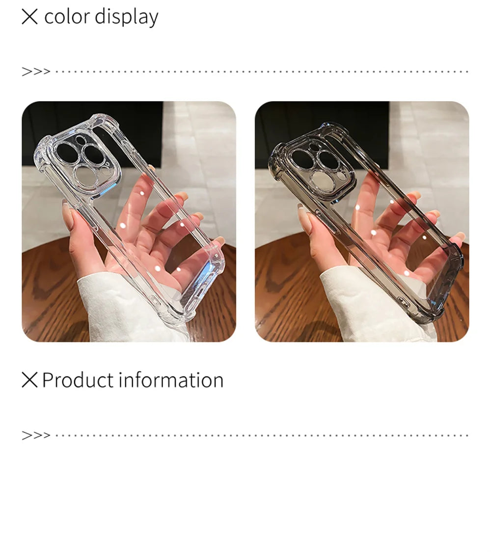Shockproof Reinforced Corners Clear Acrylic Case For iPhone 16 14 12 13 11 15  Pro Max 7 8 Plus XR XS Protector Hard Back Cover