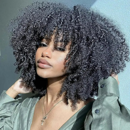 180% Density Afro Kinky Curly Human Hair Wig With Wigs