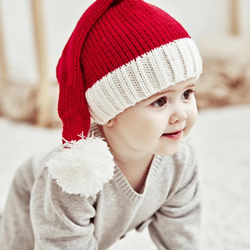 Knitted Baby Christmas Hat Cute Navidad Hat Pompom Adult Child Soft Beanie Santa Claus Hat New Year Kid Gift Xmas Decorate 2023