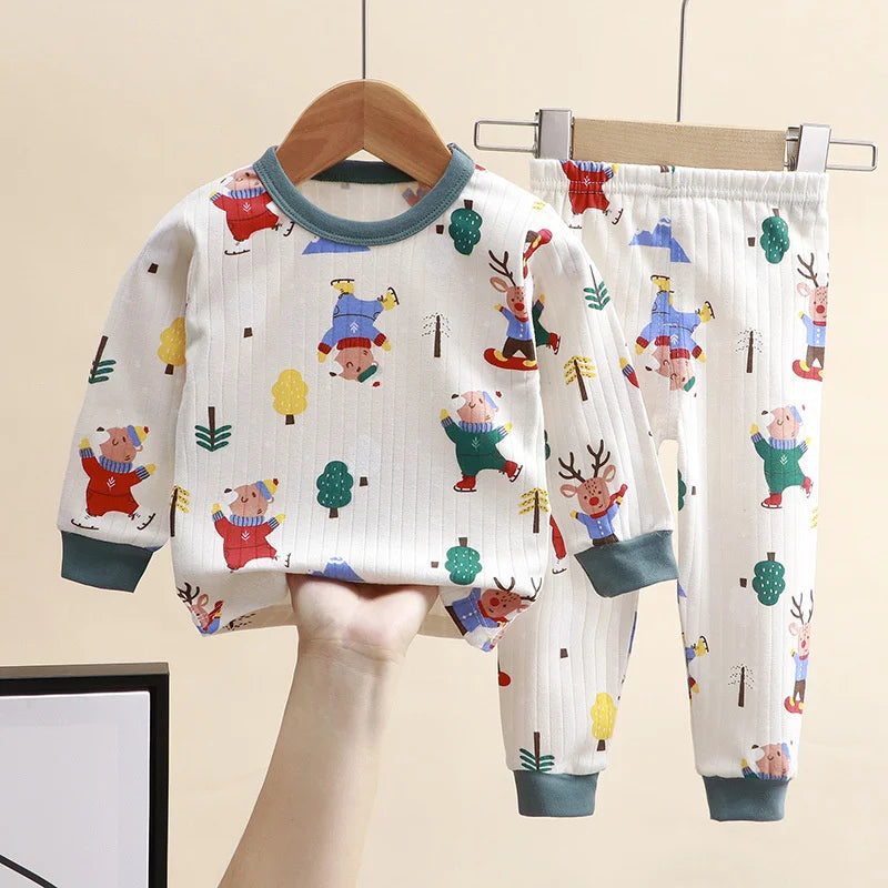 Christmas Pajamas Kids Sets  Cotton Xmas Suits  3-14Y Kids Sleepwear+Pants 2Pcs Outfits