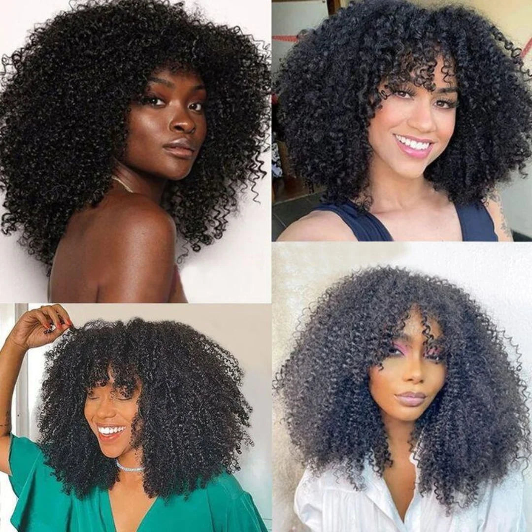 180% Density Afro Kinky Curly Human Hair Wig With Wigs