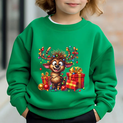 Christmas Elk Deer Print Children Sweatshirt Autumn Long Sleeve