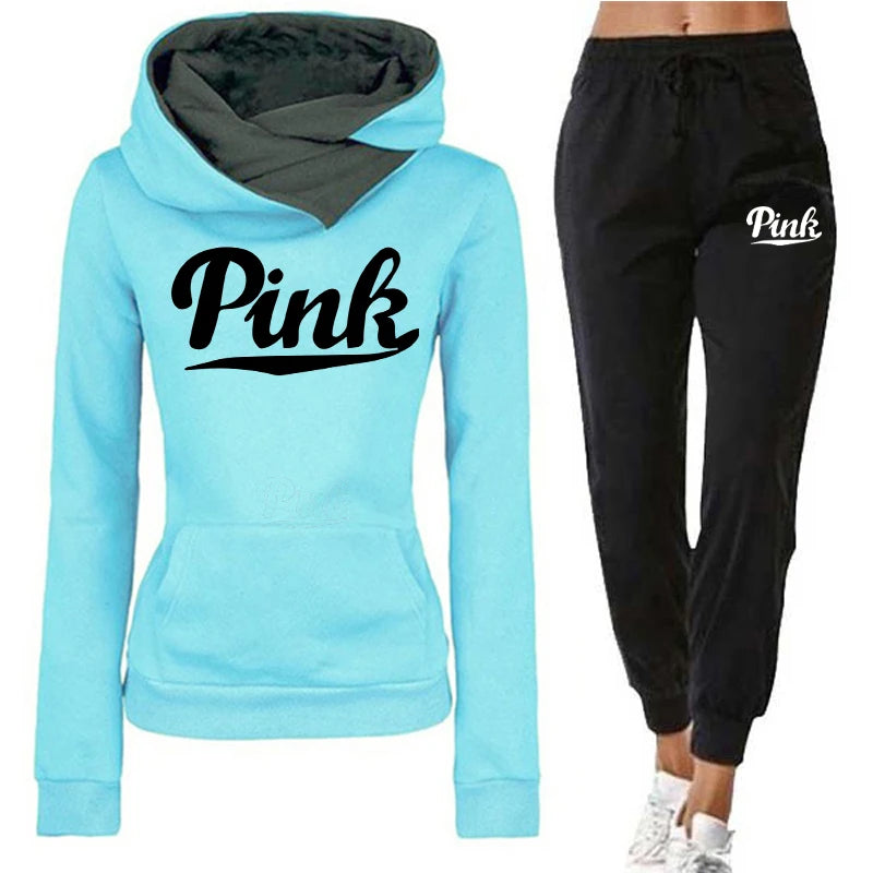 Two Piece Set Winter Warm Hoodies+Pants Pullovers Sweatshirts Female Jogging  Clothing Sports Suit Outfits