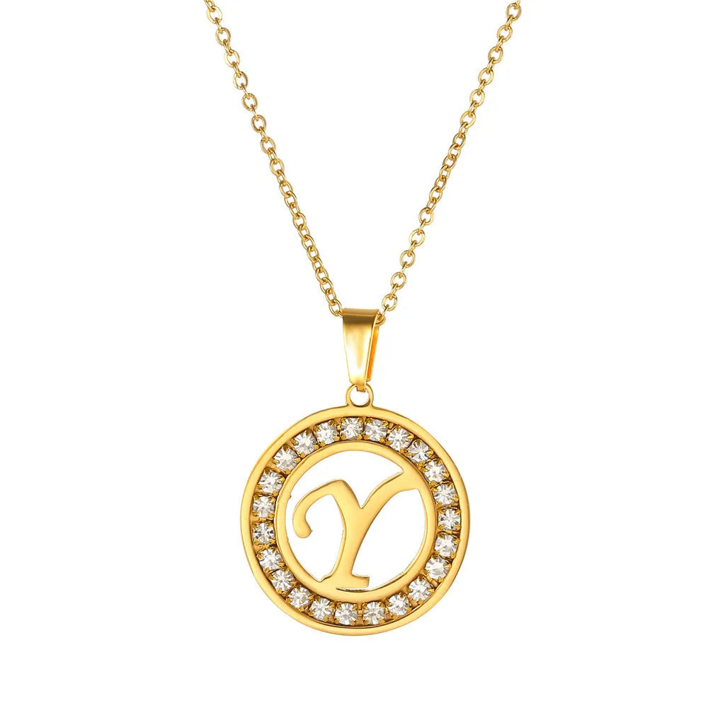 Fashion Stainless Steel Necklaces for Women Cubic Zircon Charm Initial Letter Pendant Name Jewelry Hot selling