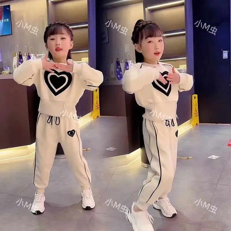 New Spring Autumn Girls Clothing Sets Kids Casual Sweatshirt+pant 2pcs Suit Tracksuit Child Outfit Sets Printing Sportswear 1-9