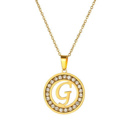 Fashion Stainless Steel Necklaces for Women Cubic Zircon Charm Initial Letter Pendant Name Jewelry Hot selling
