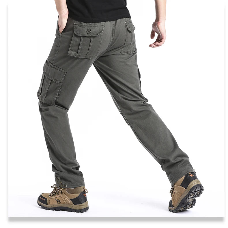 Sports Jogging Tactical Pants Elastic Waist Pure Cotton Casual Work Pants