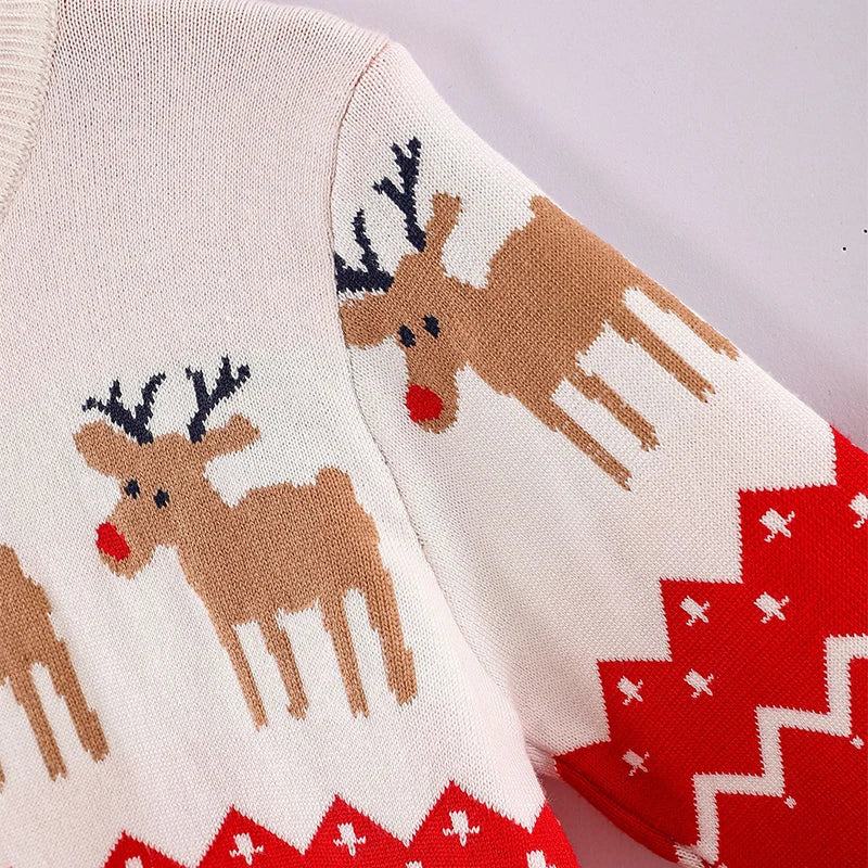 Christmas Boys Girls Sweaters Autumn Winter Children Cartoon Deer Knitted Pullover Jumpers Warm Outerwear Kids Casual Clothing