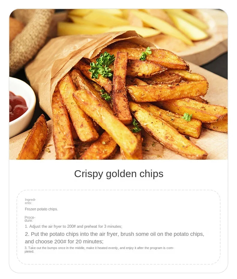 Deerma Oil-free air fryer Household appliances Intelligent large capacity automatic multi-function chip machine Touch screen