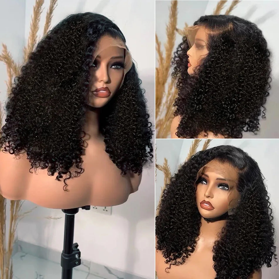 Brazilian Curly Short Bob 13x4 HD Lace Frontal Human Hair Deep Wave 13x6 Transparent Lace Front Wigs 250% Closure Wig For Women