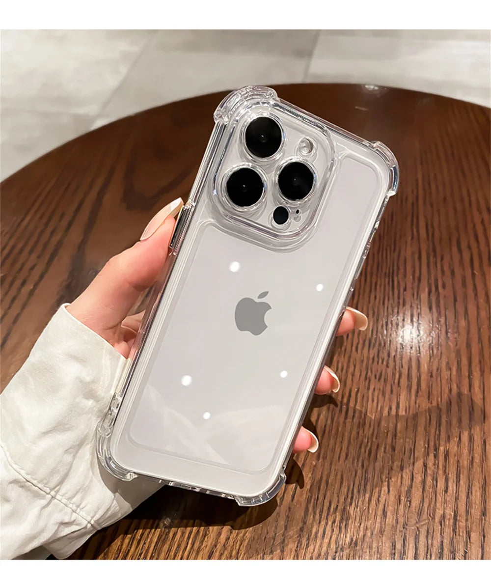 Shockproof Reinforced Corners Clear Acrylic Case For iPhone 16 14 12 13 11 15  Pro Max 7 8 Plus XR XS Protector Hard Back Cover