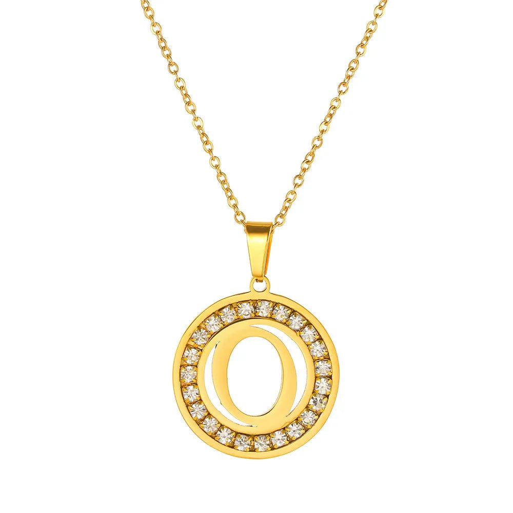 Fashion Stainless Steel Necklaces for Women Cubic Zircon Charm Initial Letter Pendant Name Jewelry Hot selling