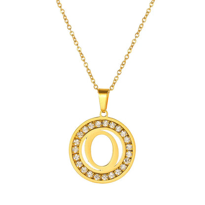 Fashion Stainless Steel Necklaces for Women Cubic Zircon Charm Initial Letter Pendant Name Jewelry Hot selling
