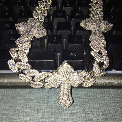 THE BLING KING 3pcs Necklace Prong Setting 5A Cubic Zirconia Choker HipHop Fashion Jewelry