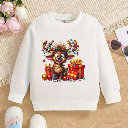 Christmas Elk Deer Print Children Sweatshirt Autumn Long Sleeve