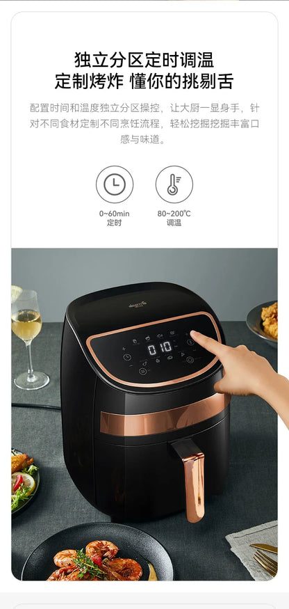 Deerma Oil-free air fryer Household appliances Intelligent large capacity automatic multi-function chip machine Touch screen