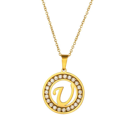 Fashion Stainless Steel Necklaces for Women Cubic Zircon Charm Initial Letter Pendant Name Jewelry Hot selling