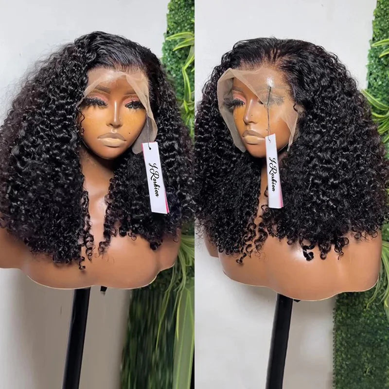 Brazilian Curly Short Bob 13x4 HD Lace Frontal Human Hair Deep Wave 13x6 Transparent Lace Front Wigs 250% Closure Wig For Women