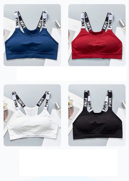 Women's Sports Bra Push Up Fitness Bra Yoga Bra Sport Underwear Running Gym Fitness Tops Black White Letters Seamless Underwear