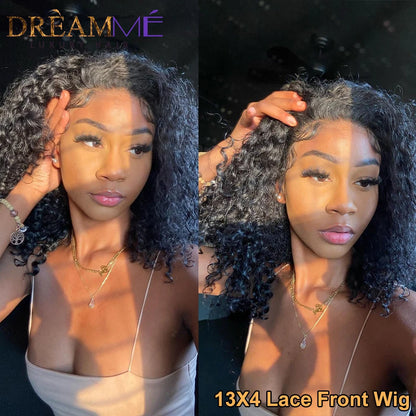 Deep Curly Full Lace  Wig Human Hair Brazilian Deep Wave Transparent 360 Lace Wigs for Women Pre-plucked 13x4 Lace  Front Wigs