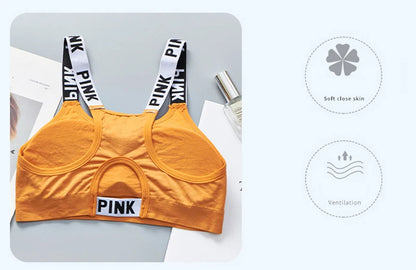Women's Sports Bra Push Up Fitness Bra Yoga Bra Sport Underwear Running Gym Fitness Tops Black White Letters Seamless Underwear
