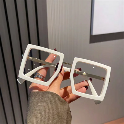 Large Frame Women Anti-blue Light Glasses Thick Frame Transparent Shades Oversize Computer Eyepiece 2025 New In