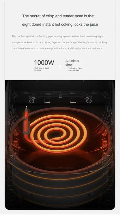 Deerma Oil-free air fryer Household appliances Intelligent large capacity automatic multi-function chip machine Touch screen