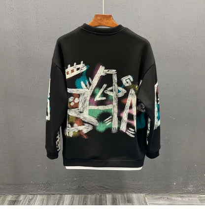 Autumn New Men's Sweatshirts Hoodies Harajuku High Street Full Graphic Top High Quality Not Fading Long Sleeved T-shirts 2024